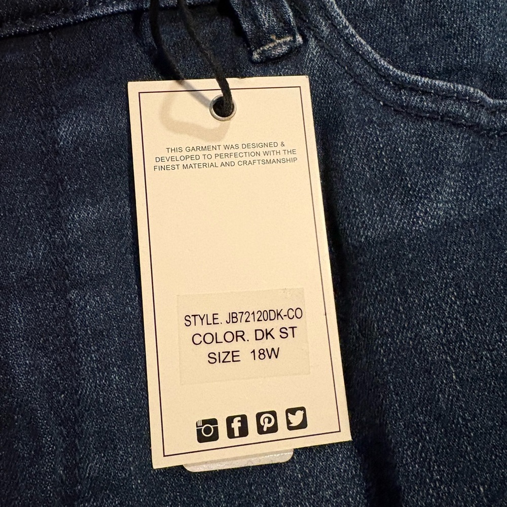 NWT Judy Blue Mid Rise Dark Wash Skinny Fit Capri Jeans Size 18 A7 - Picture 6 of 6